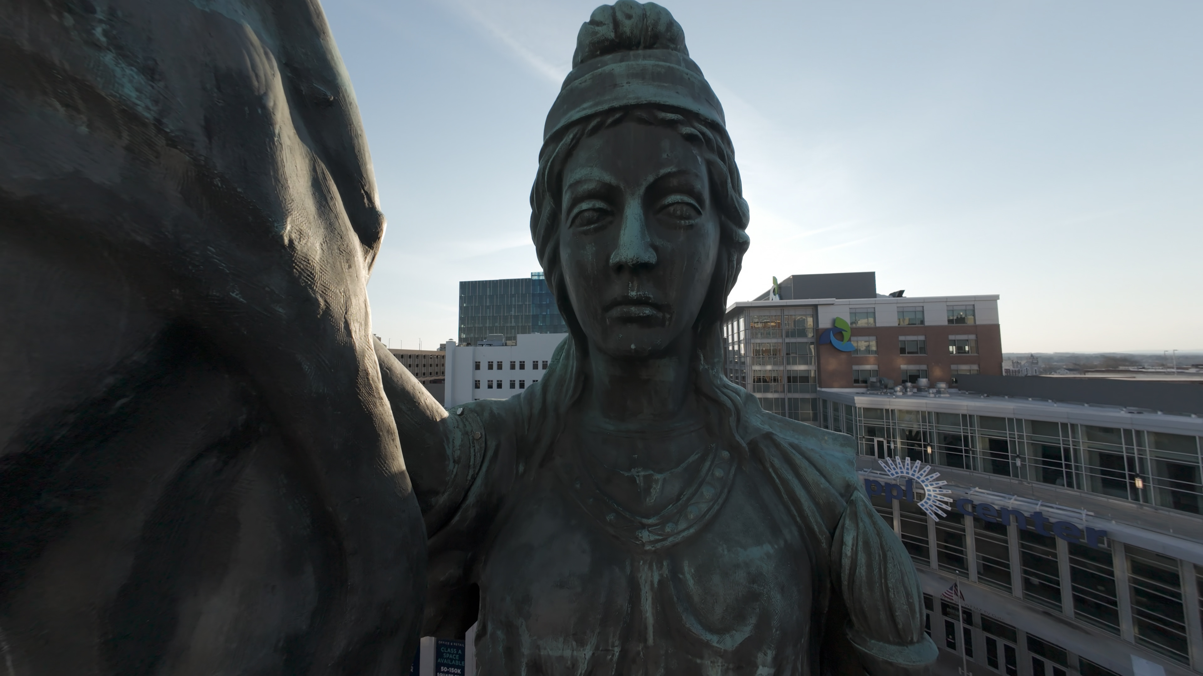 Allentown Statue captured by drone